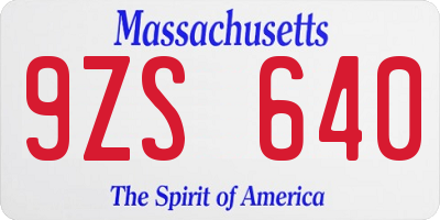MA license plate 9ZS640