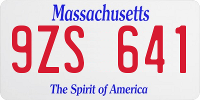 MA license plate 9ZS641