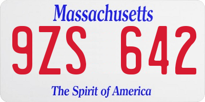 MA license plate 9ZS642