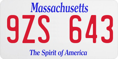 MA license plate 9ZS643