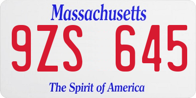 MA license plate 9ZS645