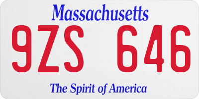 MA license plate 9ZS646