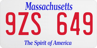 MA license plate 9ZS649