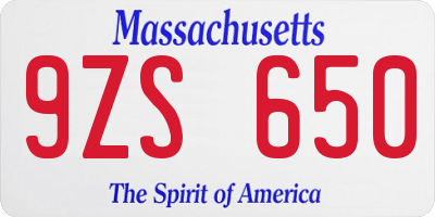 MA license plate 9ZS650