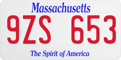 MA license plate 9ZS653
