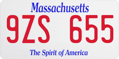 MA license plate 9ZS655