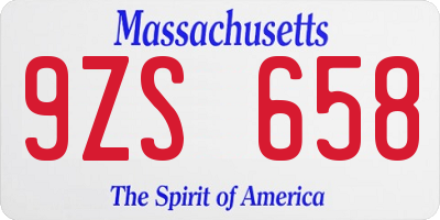 MA license plate 9ZS658