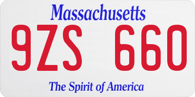 MA license plate 9ZS660