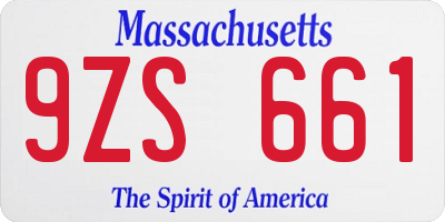 MA license plate 9ZS661