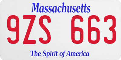 MA license plate 9ZS663