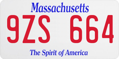 MA license plate 9ZS664