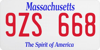 MA license plate 9ZS668