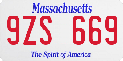 MA license plate 9ZS669