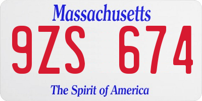 MA license plate 9ZS674