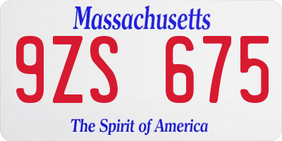 MA license plate 9ZS675