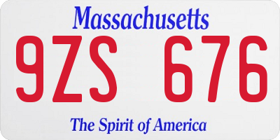 MA license plate 9ZS676