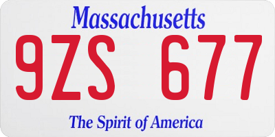 MA license plate 9ZS677