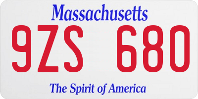 MA license plate 9ZS680