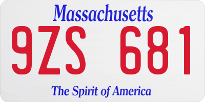 MA license plate 9ZS681