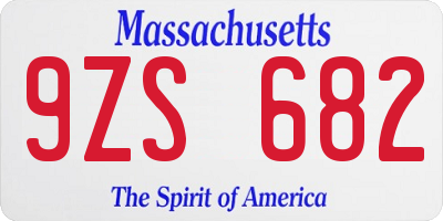 MA license plate 9ZS682