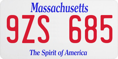 MA license plate 9ZS685