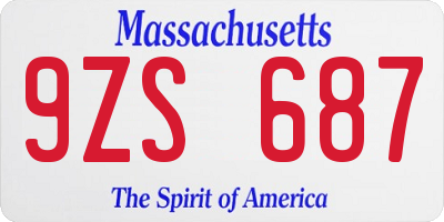 MA license plate 9ZS687