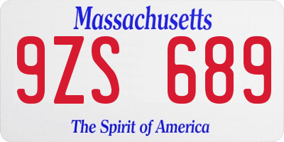 MA license plate 9ZS689