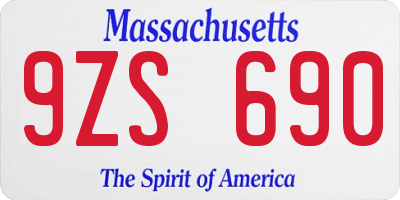 MA license plate 9ZS690