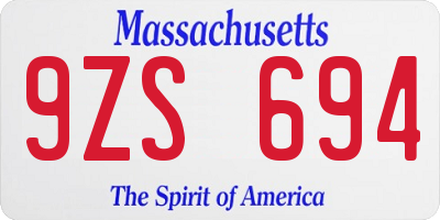 MA license plate 9ZS694