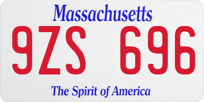 MA license plate 9ZS696