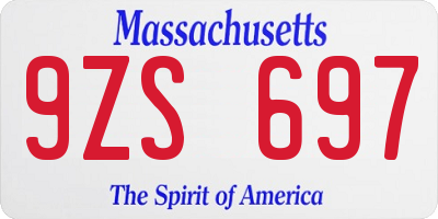 MA license plate 9ZS697