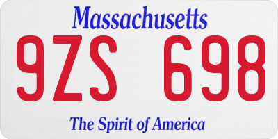 MA license plate 9ZS698