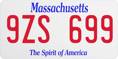 MA license plate 9ZS699