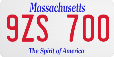 MA license plate 9ZS700