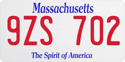 MA license plate 9ZS702