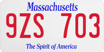 MA license plate 9ZS703