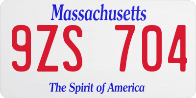 MA license plate 9ZS704