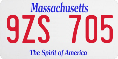 MA license plate 9ZS705