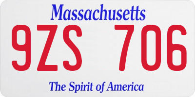 MA license plate 9ZS706