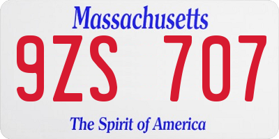 MA license plate 9ZS707