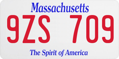 MA license plate 9ZS709