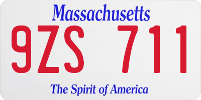 MA license plate 9ZS711
