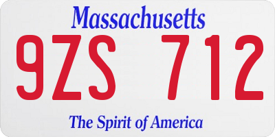 MA license plate 9ZS712