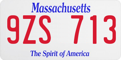 MA license plate 9ZS713