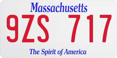 MA license plate 9ZS717