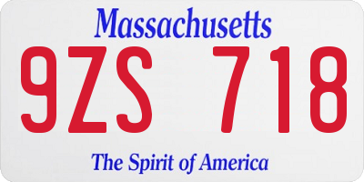 MA license plate 9ZS718