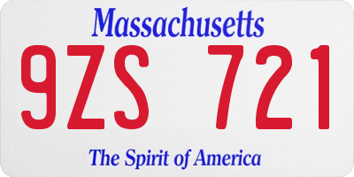 MA license plate 9ZS721