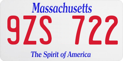 MA license plate 9ZS722