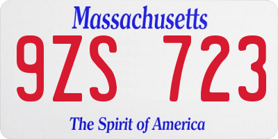 MA license plate 9ZS723