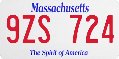 MA license plate 9ZS724